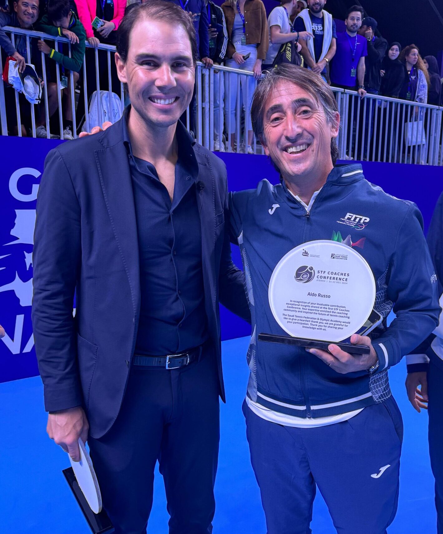 NADAL CON L’ACCADEMIA. L’omaggio di Rafa all’Italtennis e ad Aldo Russo a Jeddah