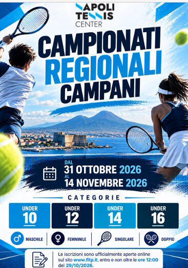 CAMPIONATI CAMPANI GIOVANILI alla Napoli Tennis Center: si parte con un super record di quasi 700 iscritti